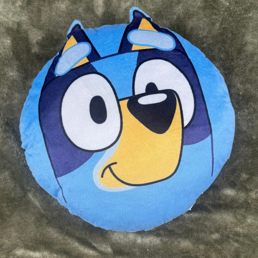 Bluey Heeler Plush Round Decorative Throw Pillow Kids Bedroom Decor 11 inch Blue